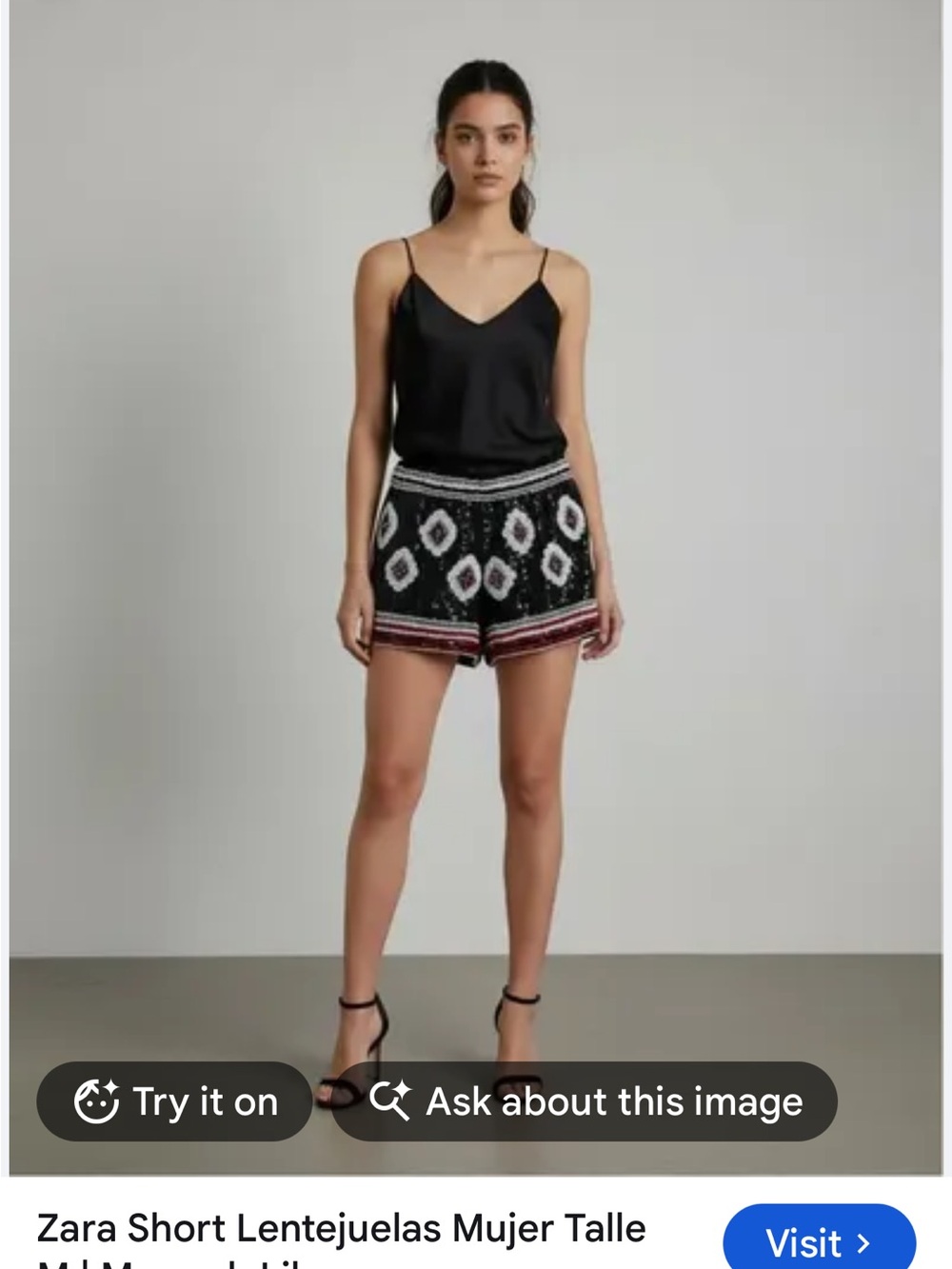 Zara Black Embellished Sequin Shorts